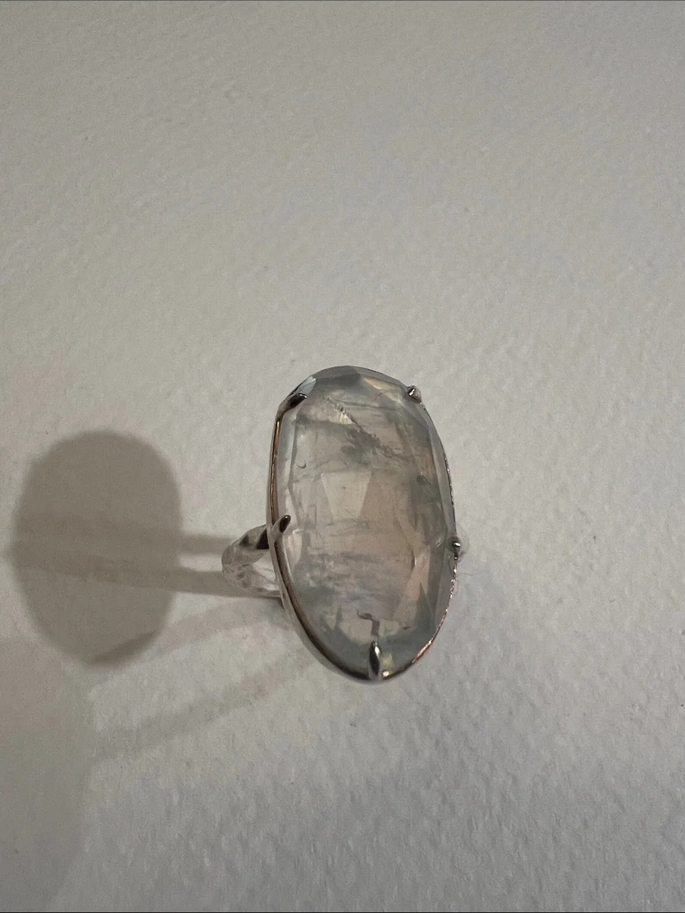 Silver Moonstone Oval Statement Ring